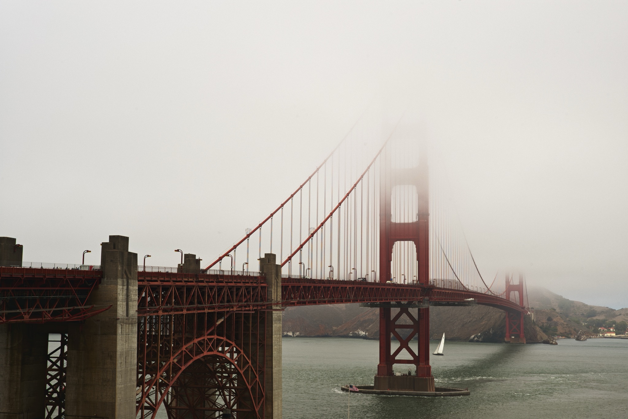 The Golden Gate Bridge in fog, open for inspection in Loupe